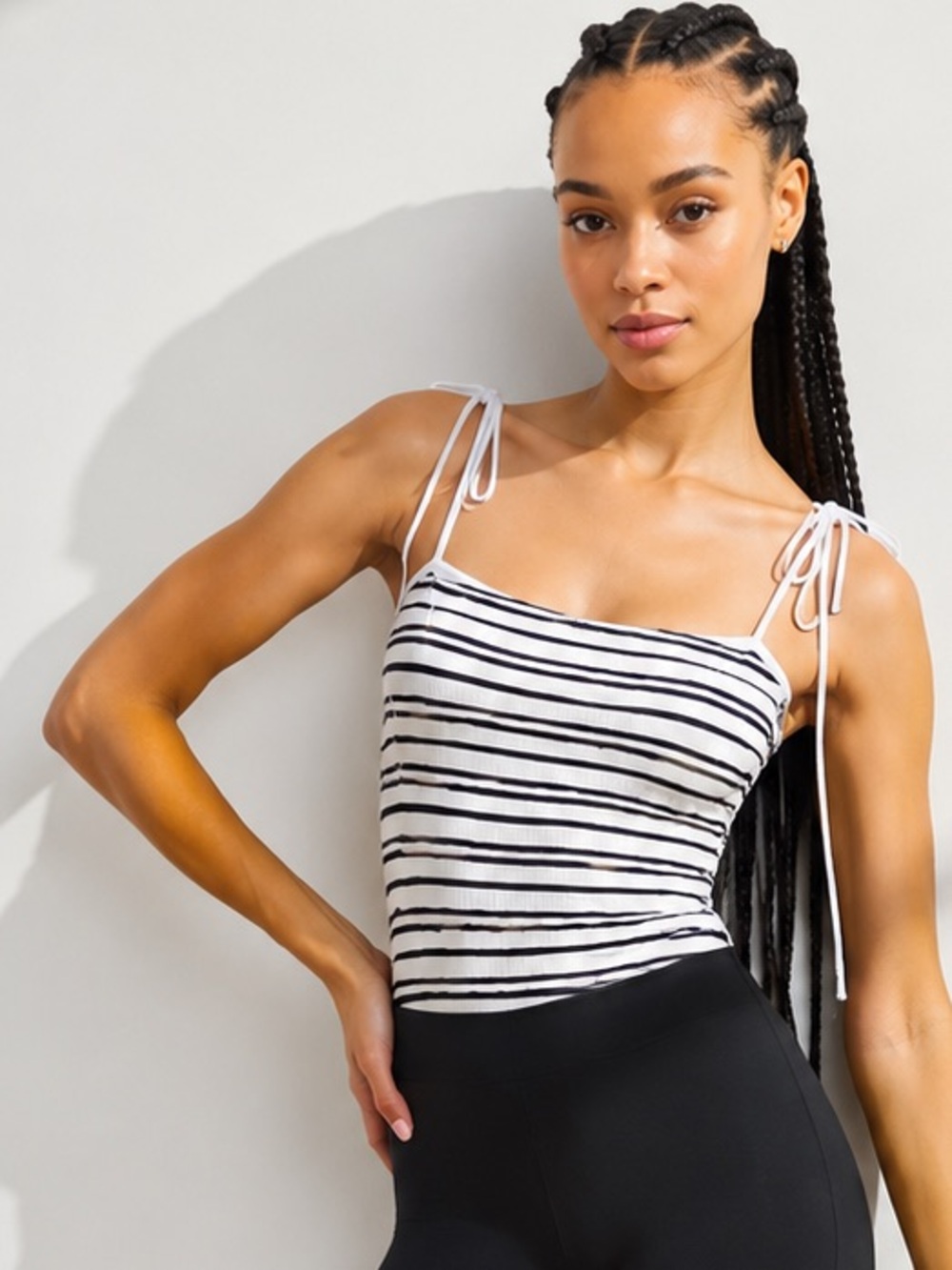 Abercrombie & Fitch Striped Tie-Shoulder Tank Top